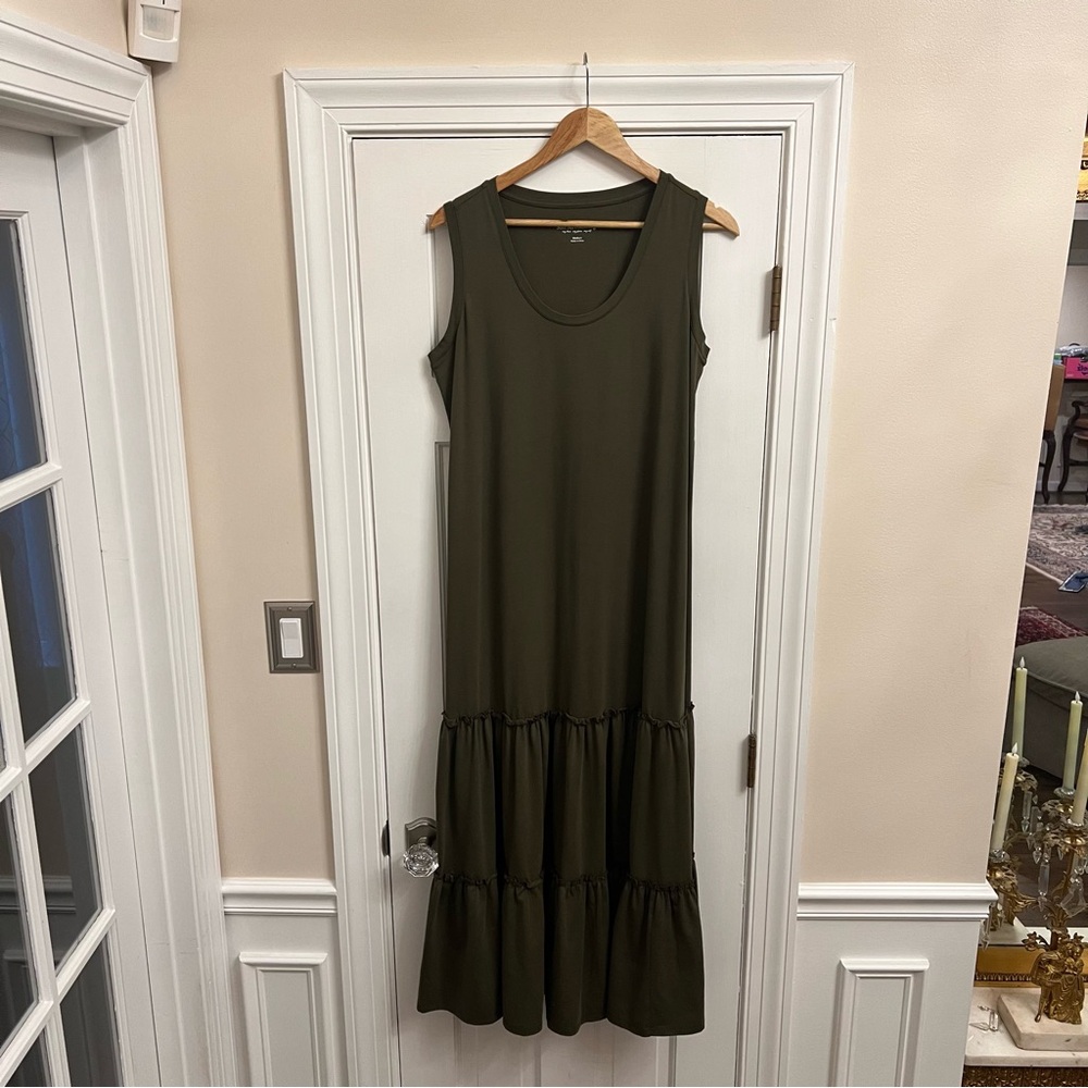 Soft Surroundings Sleeveless Tiered Maxi Dress Green Medium Boho Cottagecore - Picture 2 of 16